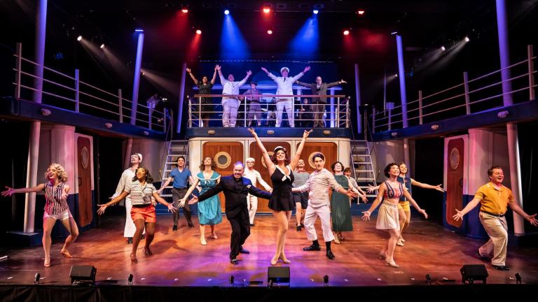 The cast of “Anything Goes” from Porchlight Music Theatre, now playing through Feb. 25 at the Ruth Page Center for the Arts. (Liz Lauren)