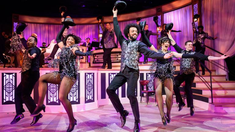 From left: Chuckie Benson, Terri K. Woodall, Joey Stone, Madison Piner and Tristan Bruns in “Rockin’ in Rhythm” from “Sophisticated Ladies” by Porchlight Music Theatre. (Photo by Michael Courier)
