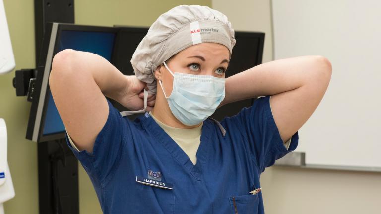 Protective equipment is needed to keep healthcare workers safe during the outbreak of COVID-19. (Travis AFB / Flickr) Protective equipment is needed to keep healthcare workers safe during the outbreak of COVID-19. (Travis AFB / Flickr)