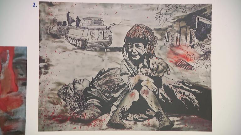 The “Mom, I Don’t Want War” exhibit is part of a joint Polish-Ukrainian project, featuring children’s art made in Poland during World War II and the German occupation from 1939 – 1944, compared to children’s art from Ukraine created during its current war with Russia. (WTTW News)
