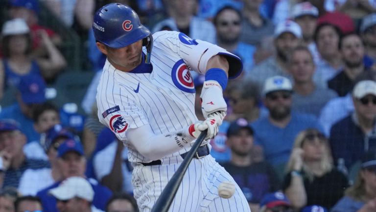 Chicago Cubs' Seiya Suzuki- hits a home run during the fifth inning of Game 1 of a National League wild card baseball game against the San Diego Padres Tuesday, Sept. 30, 2025, in Chicago. (AP Photo / Nam Huh)