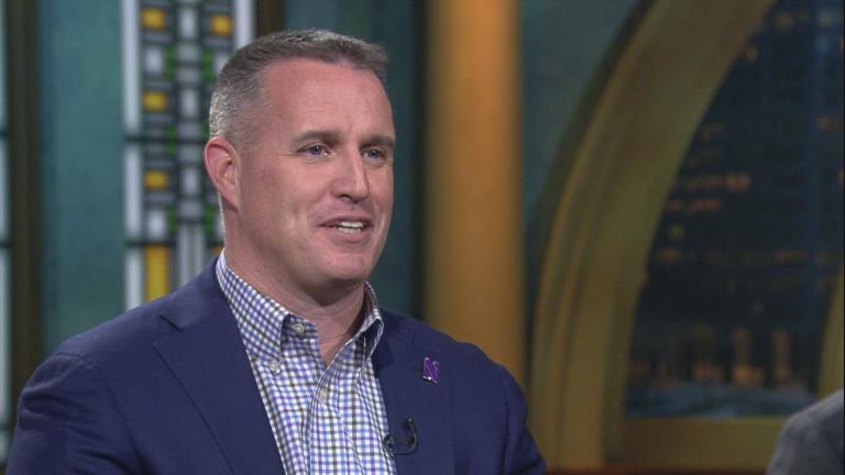 Northwestern University football coach Pat Fitzgerald appears on “Chicago Tonight” in a file photo. (WTTW News)