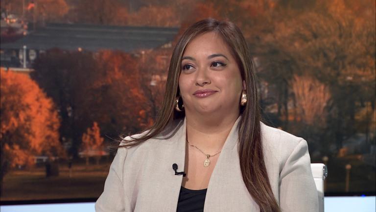 Congressional candidate Patty Garcia appears on "Chicago Tonight" on Nov. 20, 2025. (WTTW News)