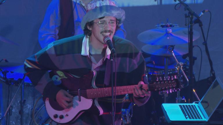 Songwriter Paul Cherry performs a livestreamed concert at Lincoln Hall in Chicago on Dec. 10, 2020. (WTTW News)