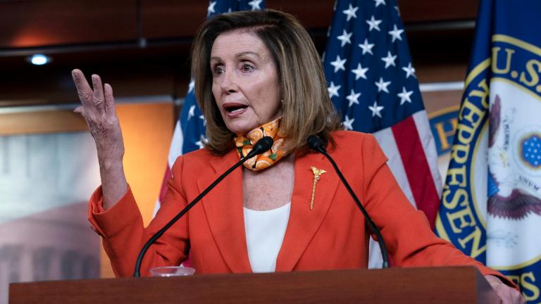 Speaker of the House Nancy Pelosi, D-Calif. speaks during a news conference Thursday, Sept. 24, 2020 on Capitol Hill in Washington. (AP Photo / Jose Luis Magana)
