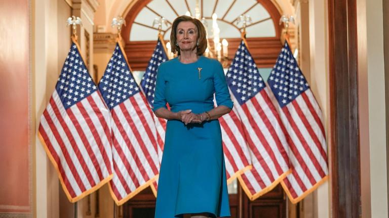  House Speaker Nancy Pelosi of Calif., arrives to speak about the House coronavirus bill on Capitol Hill in Washington, March, 13, 2020. (AP Photo / Scott Applewhite, File)