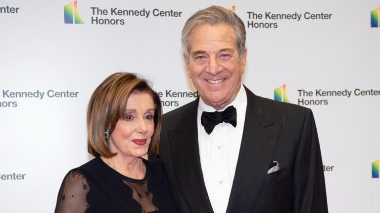 Speaker of the House Nancy Pelosi, D-Calif., and her husband, Paul Pelosi, arrive at the State Department for the Kennedy Center Honors State Department Dinner, on Dec. 7, 2019, in Washington. (AP Photo / Kevin Wolf, File)