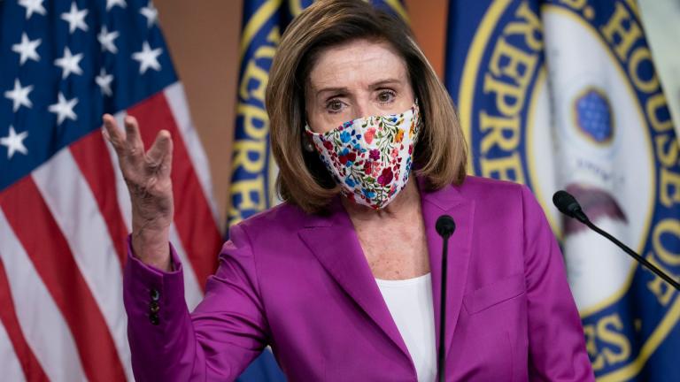Speaker of the House Nancy Pelosi, D-Calif., holds a news conference on the day after violent protesters loyal to President Donald Trump stormed the U.S. Congress, at the Capitol in Washington, Thursday, Jan. 7, 2021. (AP Photo / J. Scott Applewhite)