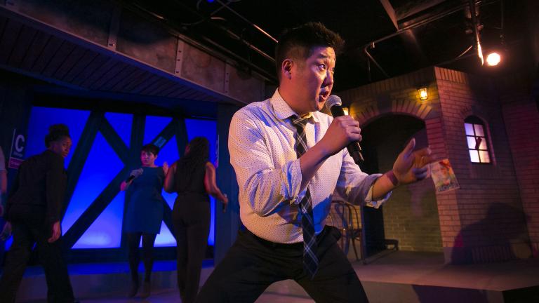 Peter Kim performs in The Second City e.t.c.’s 40th revue, “A Red Line Runs Through It.” (Todd Rosenberg / The Second City)
