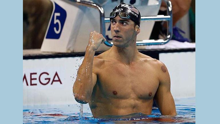 Michael Phelps celebrates after completing the 200-meter butterfly in Rio. (Michael Phelps / Facebook)