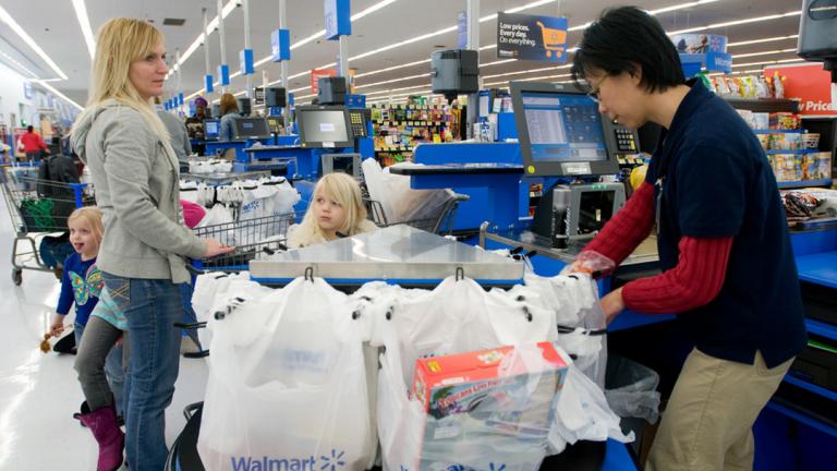 A city ordinance intended to curb disposable bags will go into effect Feb. 1. (Walmart / Flickr)