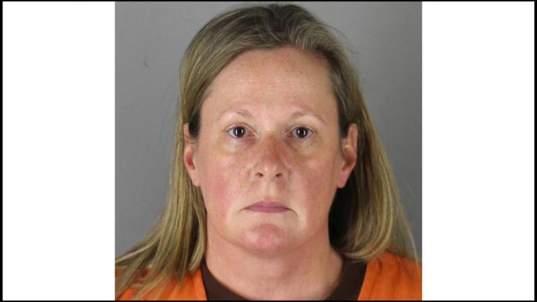 This booking photo released by the Hennepin County, Minn., Sheriff shows Kim Potter, a former Brooklyn Center, Minn., police officer who is charged Wednesday, April 14, 2021, with second-degree manslaughter for killing 20-year-old Black motorist Daunte Wright in a shooting that ignited days of unrest and clashes between protesters and police. (Hennepin County Sheriff via AP)
