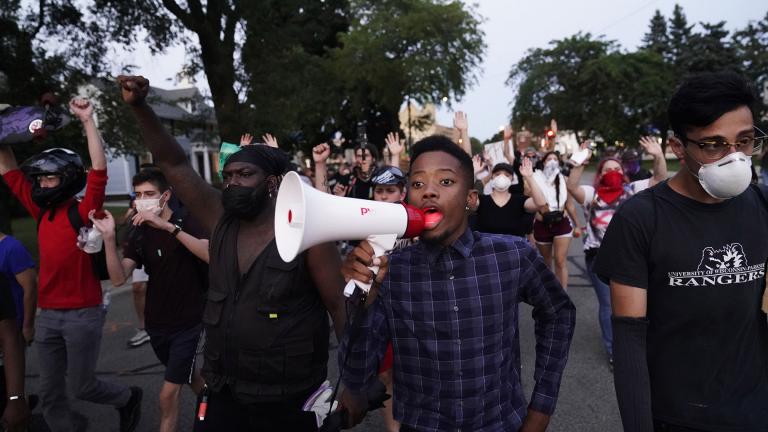 Protesters march against the Sunday police shooting of Jacob Blake in Kenosha, Wis., Wednesday, Aug. 26, 2020. (AP Photo / David Goldman)