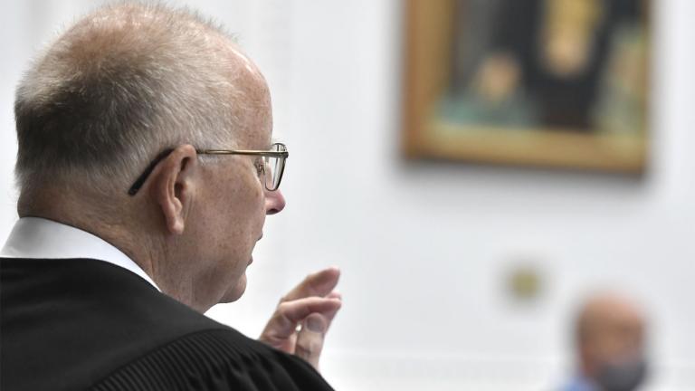 Kenosha County Circuit Court Judge Bruce E. Schroeder speaks during Kyle Rittenhouse's pretrial hearing Friday, May 21, 2021 at the Kenosha County Courthouse in Kenosha, Wis. (Sean Krajacic / The Kenosha News via AP, Pool)