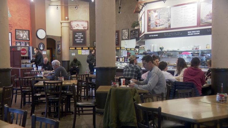 Kim DiPofi, daughter of the owner of Pompei, a family owned Italian restaurant located on the city’s Near West Side says she is concerned about staff as well as customers coming into the restaurant. (WTTW News)