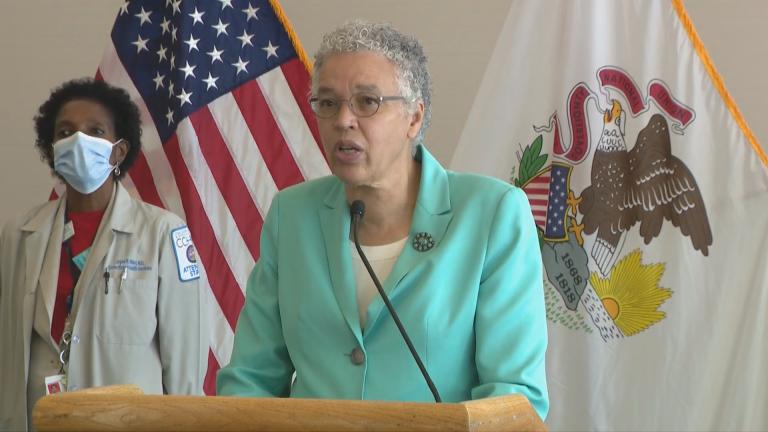 Cook County Board President Toni Preckwinkle talks about the rise in deaths by suicide in the Black community at a press conference on Tuesday, Aug. 4, 2020. (Toni Preckwinkle / Facebook)