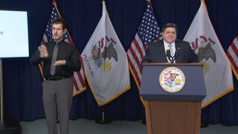 Gov. J.B. Pritzker gives an update on the coronavirus and announces new reopening guidelines on Thursday, March 18, 2021 (WTTW News)