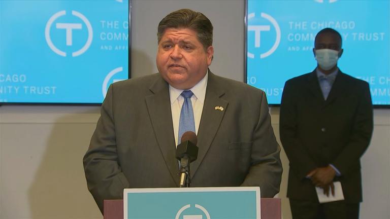Gov. J.B. Pritzker talks Tuesday, Sept. 8, 2020 about the final round of funding distributed by the Illinois COVID-19 Response Fund. (WTTW News)