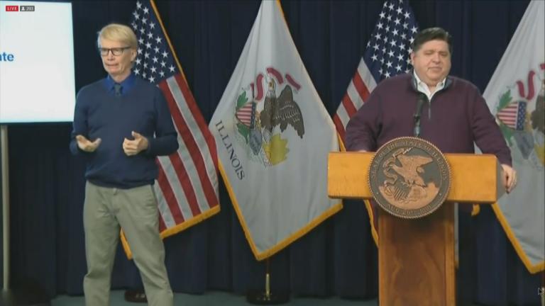 Gov. J.B. Pritzker talks about the state’s finances Tuesday, Dec. 15, 2020 during his daily COVID-19 press briefing. (WTTW News)