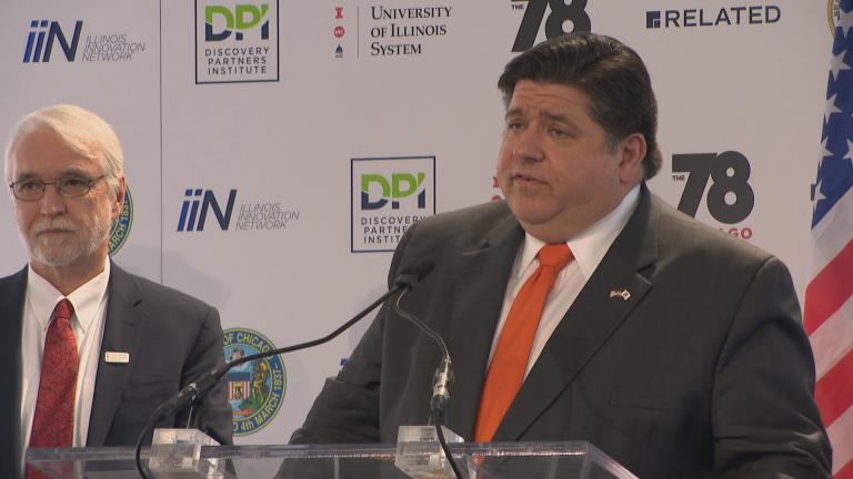 Gov. J.B. Pritzker speaks about funding for the Discovery Partners Institute on Wednesday, Feb. 12, 2020. (WTTW News)
