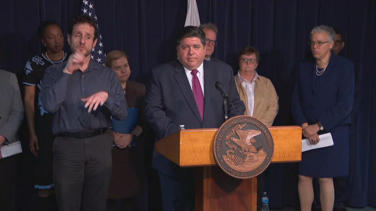 Gov. J.B. Pritzker talks Monday, March 9, 2020 about the novel coronavirus at a press conference. (WTTW News) Gov. J.B. Pritzker talks Monday, March 9, 2020 about the novel coronavirus at a press conference. (WTTW News)
