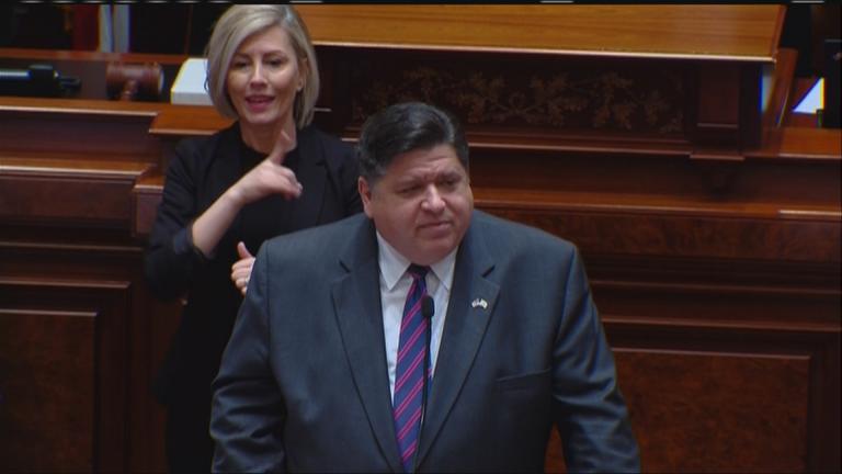 Illinois Gov. J.B. Pritzker delivers his second State of the State address in Springfield on Wednesday, Jan. 29, 2020. (WTTW News via Blue Room Media)