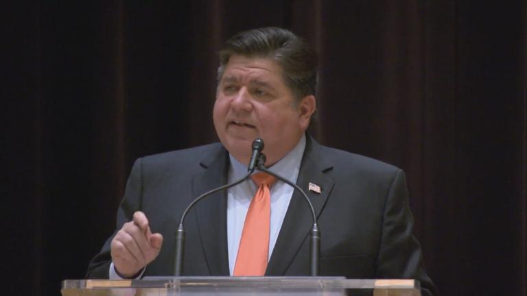 Gov. J.B. Pritzker speaks at a news conference Feb. 1, 2024. (WTTW News)