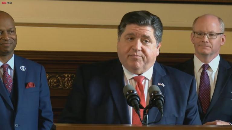Gov. J.B. Pritzker speaks at a news conference on May 24, 2023. (WTTW News)