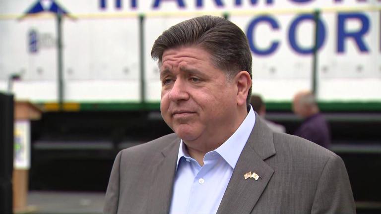 Illinois Gov. JB Pritzker speaks to reporters on Oct. 15, 2025. (WTTW News)