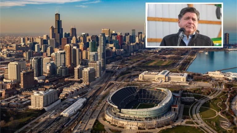 Gov. JB Pritzker is pictured alongside Soldier Field in Chicago. (Jerry Nowicki / Capitol News Illinois, iStock)