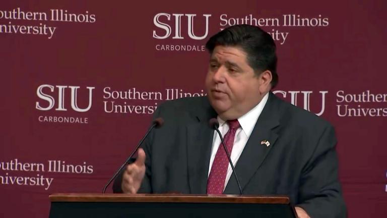 Gov. J.B. Pritzker gives an update Tuesday, Aug, 4, 2020 on the coronavirus in Carbondale. (WTTW News)