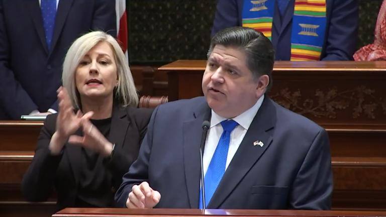 Gov. J.B. Pritzker delivers his budget address on Feb. 15, 2023. (Governor's Office Video)