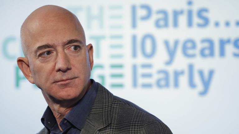 FILE - In this Sept. 19, 2019, file photo, Amazon CEO Jeff Bezos speaks during his news conference at the National Press Club in Washington. (AP Photo / Pablo Martinez Monsivais, File) 