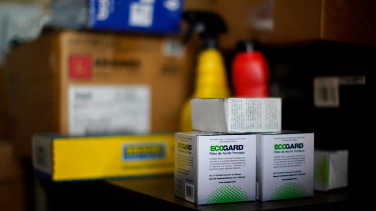 Auto parts are displayed on a shelf at a car repair shop, Wednesday, July 13, 2022, in Collingdale, Pa. (AP Photo / Matt Slocum, File)