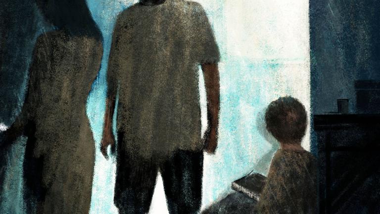 Sketch of parents and children. (Susie Ang for ProPublica)