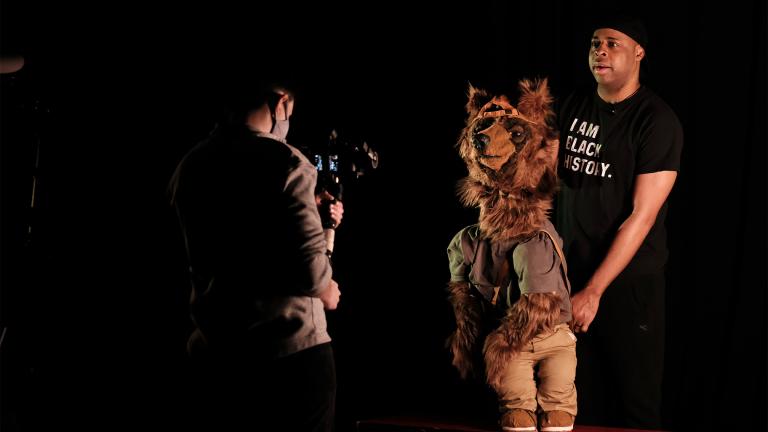 With the help of the Chicago International Puppet Theater Festival, Jerrell L. Henderson created a one-man, one-puppet show about the consequences of “walking while Black.” (credit Elias Carmona)
