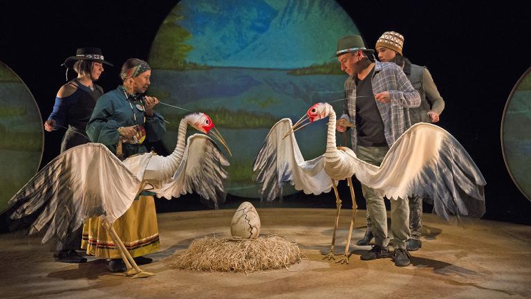 “Ajijaak on Turtle Island” brings together an ensemble of Native American performers to tell the tale of Ajijaak, a young whooping crane who must face her first migration cycle after being separated from her family. (IBEX Puppetry Media) “Ajijaak on Turtle Island” brings together an ensemble of Native American performers to tell the tale of Ajijaak, a young whooping crane who must face her first migration cycle after being separated from her family. (IBEX Puppetry Media)