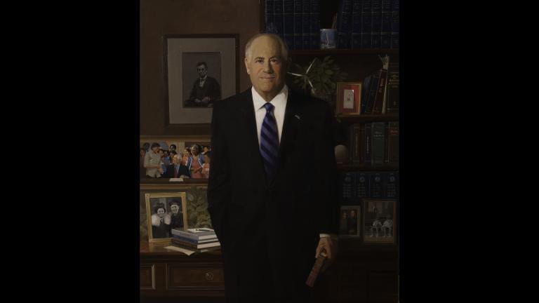 Portrait of former Illinois Gov. Pat Quinn by artist William T. Chambers.