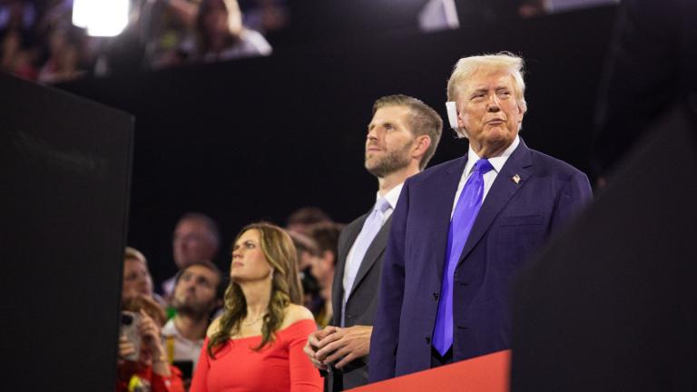 Former President Donald Trump attends the Republican National Convention on July 16, 2024. (Michael Izquierdo / WTTW News)