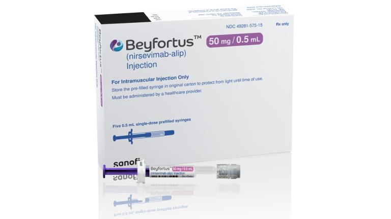 FILE - This illustration provided by AstraZeneca depicts packaging for its medication Beyfortus. (AstraZeneca via AP, File)