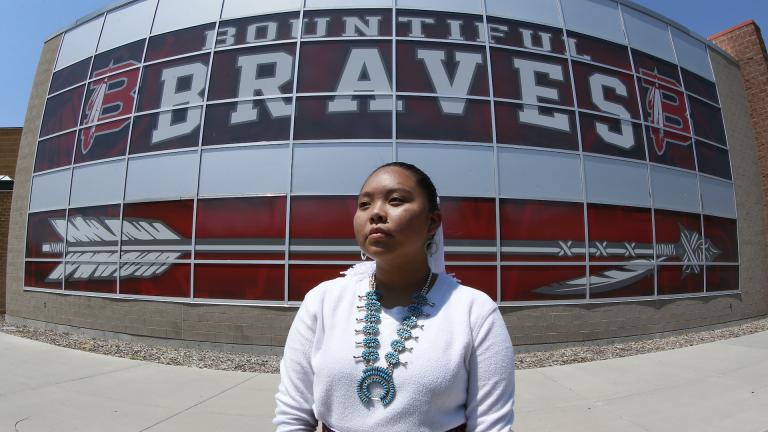 Lemiley Lane, a Bountiful junior who grew up in the Navajo Nation in Arizona, poses for a photograph at Bountiful High School, July 21, 2020, in Bountiful, Utah. (AP Photo/Rick Bowmer)