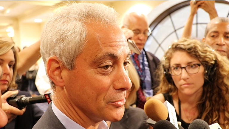 Chicago Mayor Rahm Emanuel at the Democratic National Convention on July 28, 2016. (Evan Garcia / Chicago Tonight)