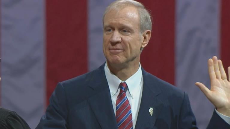 Bruce Rauner is sworn in as governor of Illinois on Jan. 12, 2015.