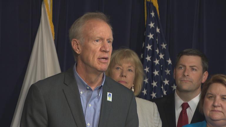 “I want to commend members of the General Assembly for working on a bipartisan basis. They passed, and today I will sign, House Bill 2354,” Gov. Bruce Rauner said Monday, July 16, 2018. (Chicago Tonight) “I want to commend members of the General Assembly for working on a bipartisan basis. They passed, and today I will sign, House Bill 2354,” Gov. Bruce Rauner said Monday, July 16, 2018. (Chicago Tonight)