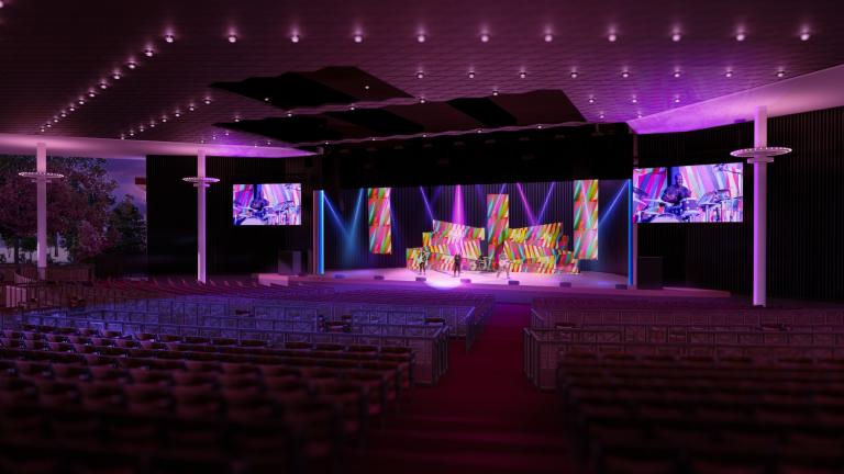 A rendering of the renovated Hunter Pavilion at Ravinia Festival, set to be completed in 2026. (Credit: Ravinia Festival) 