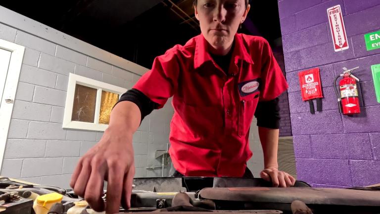 Ray Chafin, lead mechanic at Mechanista, is photographed in the shop. (WTTW News)