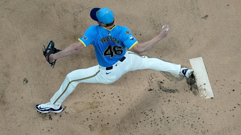 Milwaukee Brewers' Quinn Priester throws during the first inning of a baseball game against the Cincinnati Reds Friday, Sept. 26, 2025, in Milwaukee. (AP Photo / Morry Gash)