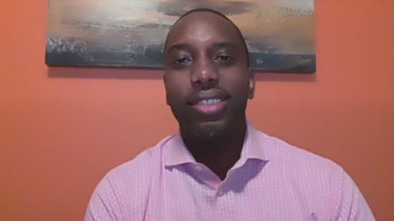 Rendel Solomon speaks with “Chicago Tonight: Black Voices” via Zoom. (WTTW News)