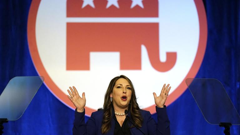 Ronna McDaniel, the GOP chairwoman, speaks during the Republican National Committee winter meeting Friday, Feb. 4, 2022, in Salt Lake City.  (AP Photo / Rick Bowmer)