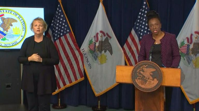 Illinois Department of Public Health Director Dr. Ngozi Ezike speaks Friday, Oct. 23, 2020 during Gov. J.B. Pritzker’s COVID-19 press briefing. (WTTW News) Illinois Department of Public Health Director Dr. Ngozi Ezike speaks Friday, Oct. 23, 2020 during Gov. J.B. Pritzker’s COVID-19 press briefing. (WTTW News)